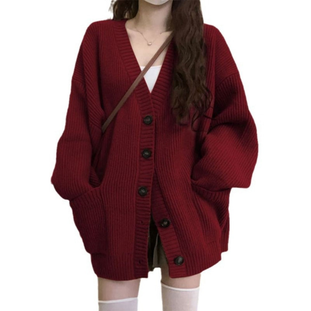 Damen Strickcardigan Knopfleiste Beige