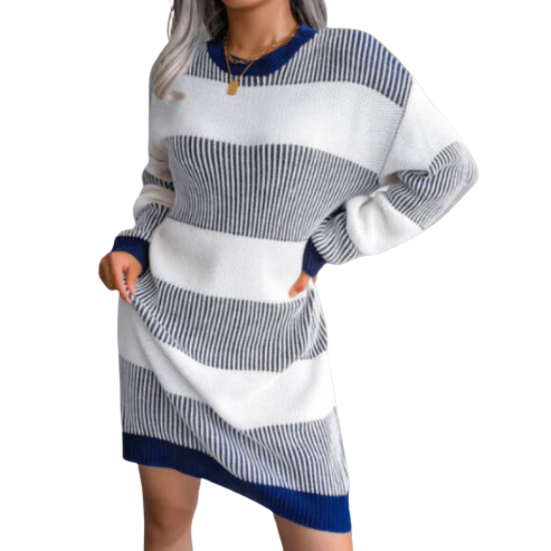 Eveloria Damen Strickkleid Gestreift Lang