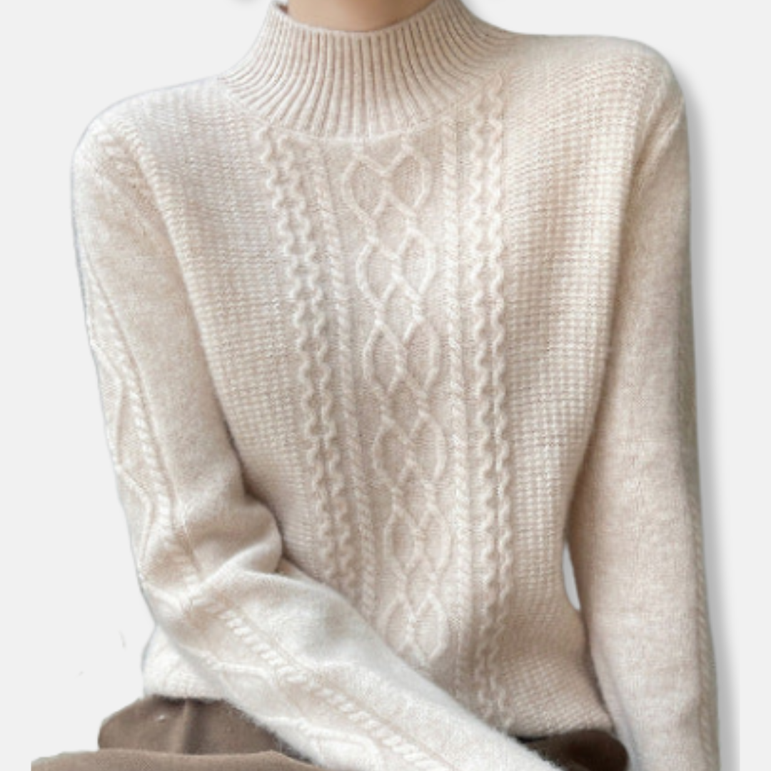 Eveloria Damen Pullover Soft-Touch Strick Lockere Passform Kabelmuster