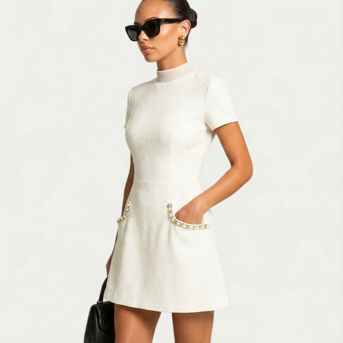 Damen Minikleid Kurzarm Elegant