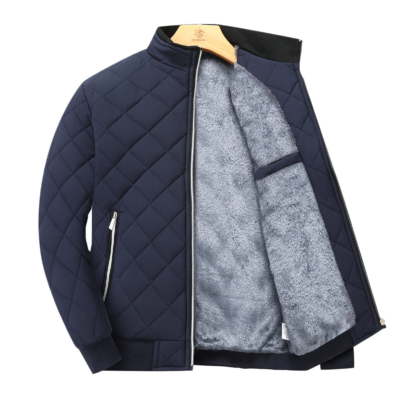 Herren Fleecejacke Stehkragen Reißverschluss Warm Beige