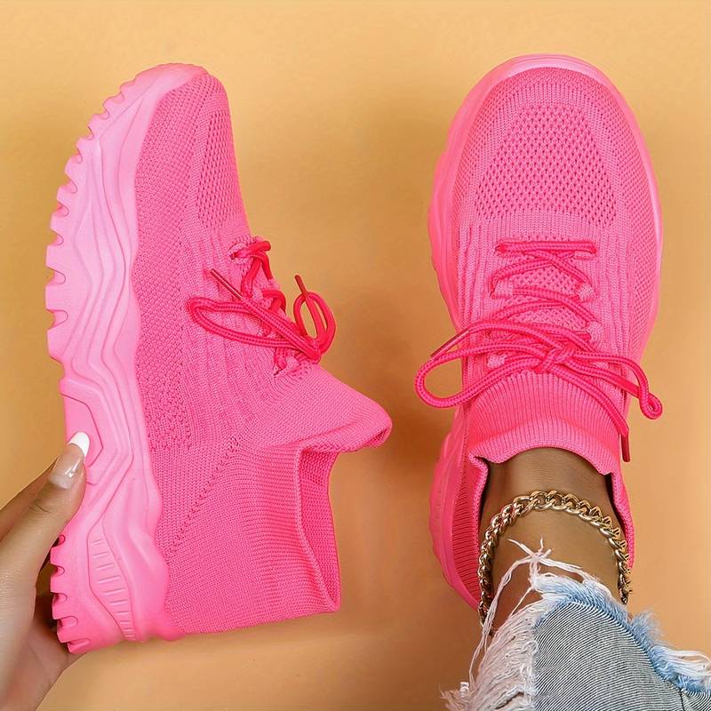 Damen Atmungsaktive Plateau Sneaker Sommer