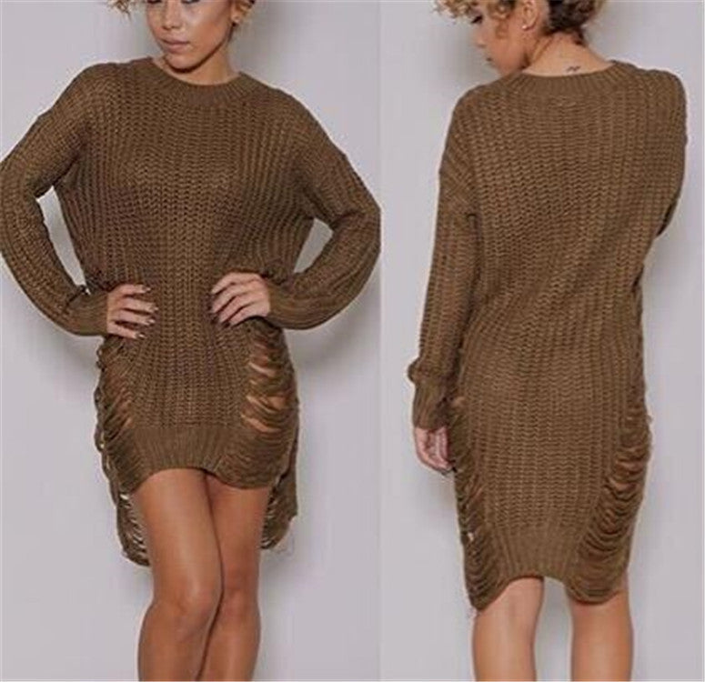 Damen Oversized Strickkleid mit Cut-Out-Details
