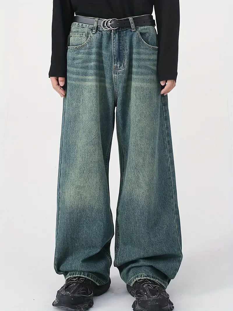 Eveloria Damen Upcycle Jeans Baggy Ausgebleicht Blau