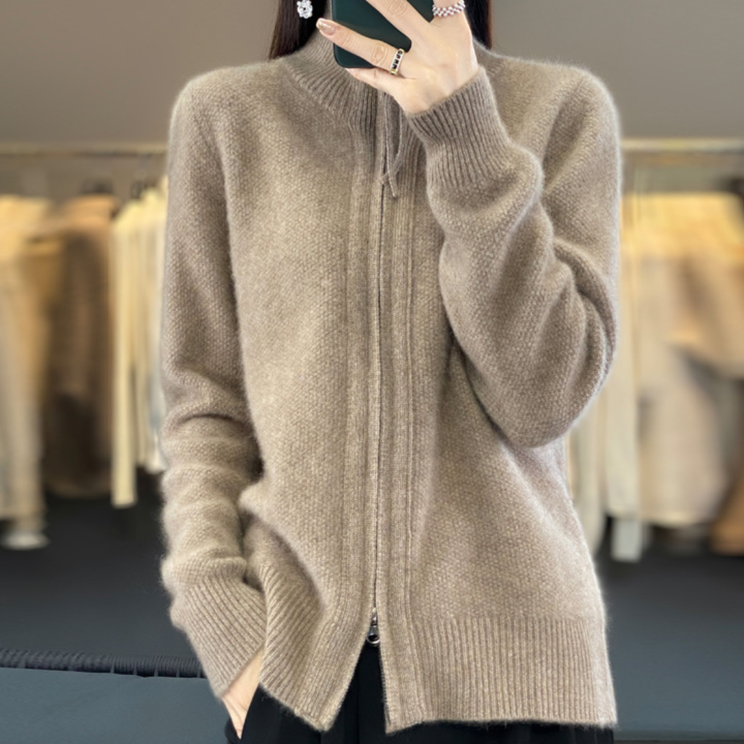 Eveloria Damen Strickjacke Reißverschluss Elegant