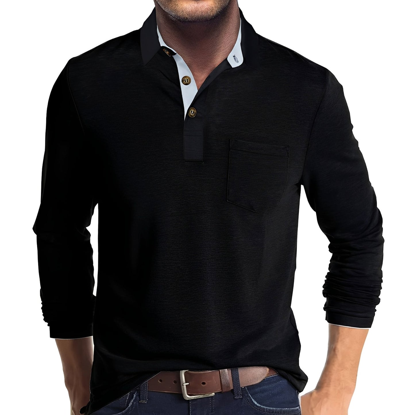 Herren Langarm-Poloshirt Komfortabel Vielseitig