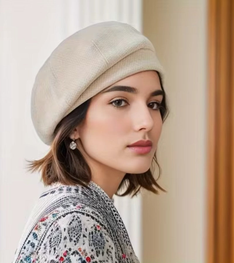 Damen Strickmütze Kuschelig Beige