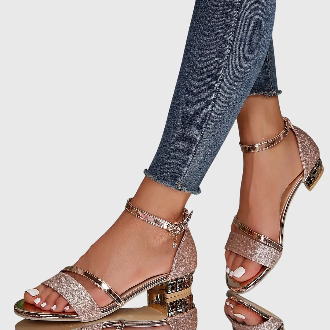 Damen Blockabsatz Sandalen Knöchelriemen Schuhe
