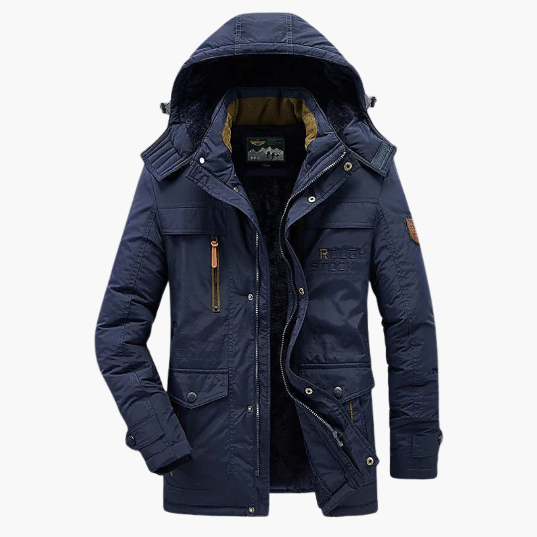 Herren Lange Winterjacke Fleece
