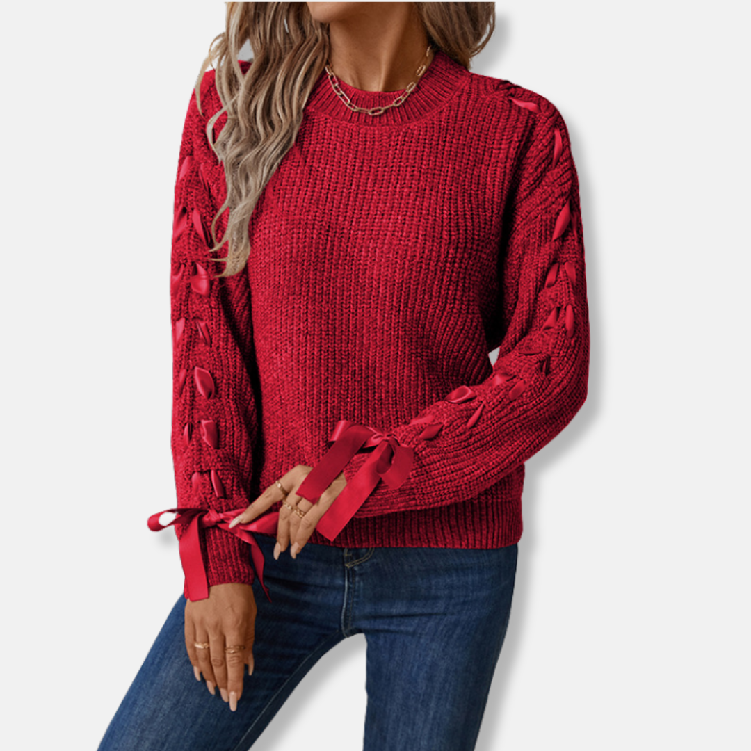 Damen Pullover Sweatshirt Lässig Weiches Strick Rundhals