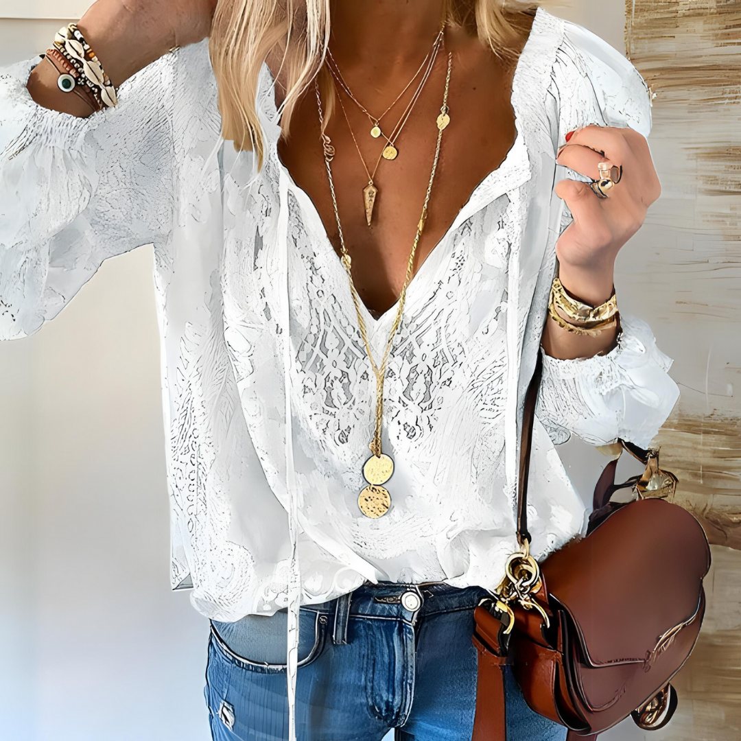 Eveloria Damen Häkelbluse Boho Stil