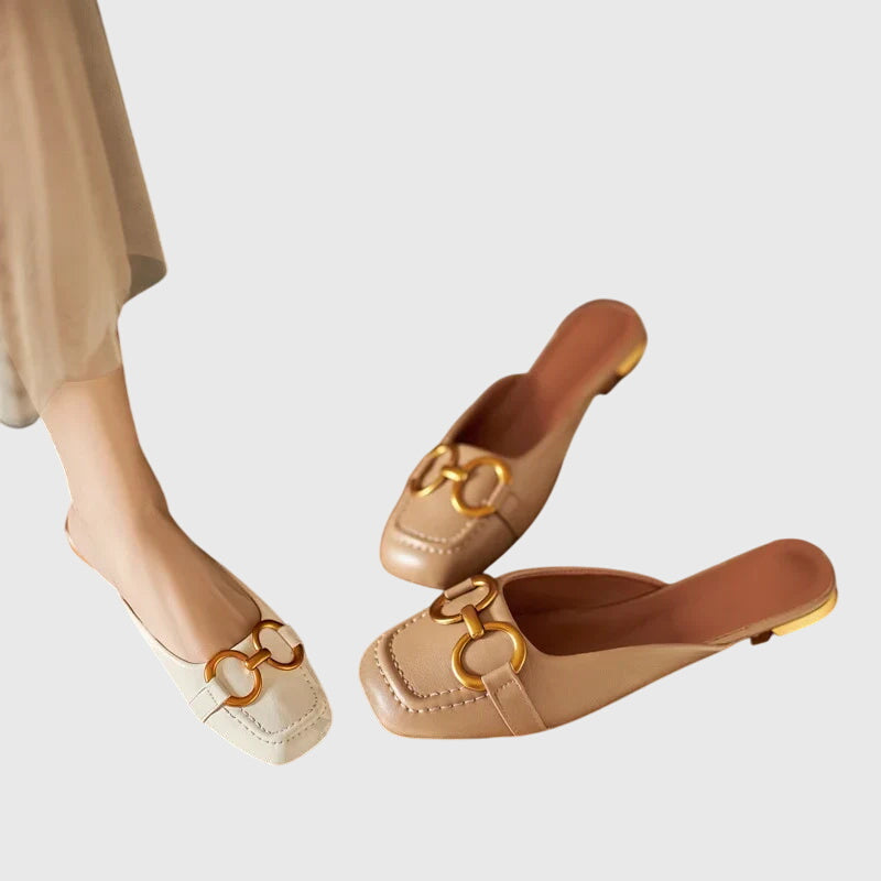Damen Slip-On Sandalen Schnallendesign