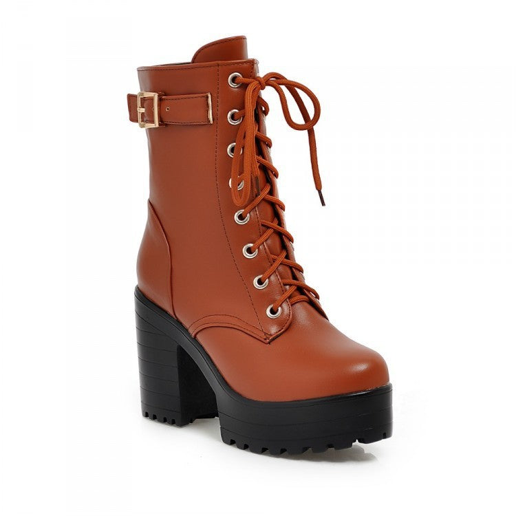 Eveloria Damen Stiefel Schnürung Leder