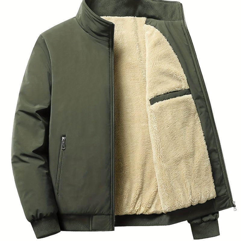 Herren Outdoorjacke Fleecefutter Reißverschluss Stehkragen