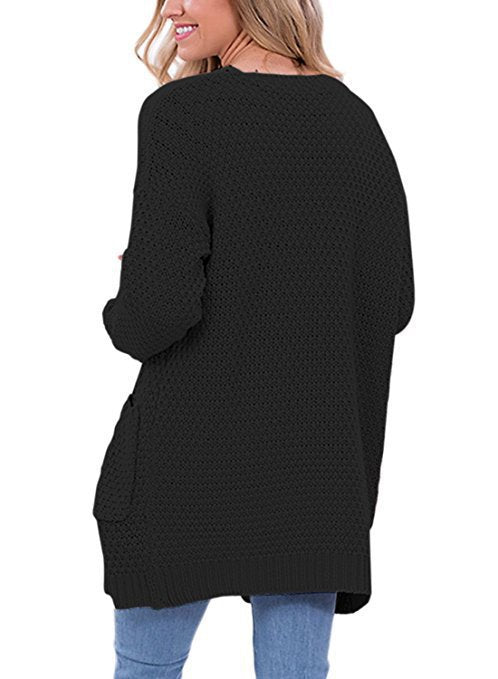 Damen Strickjacke Strukturiertes Muster Praktische Taschen Grau