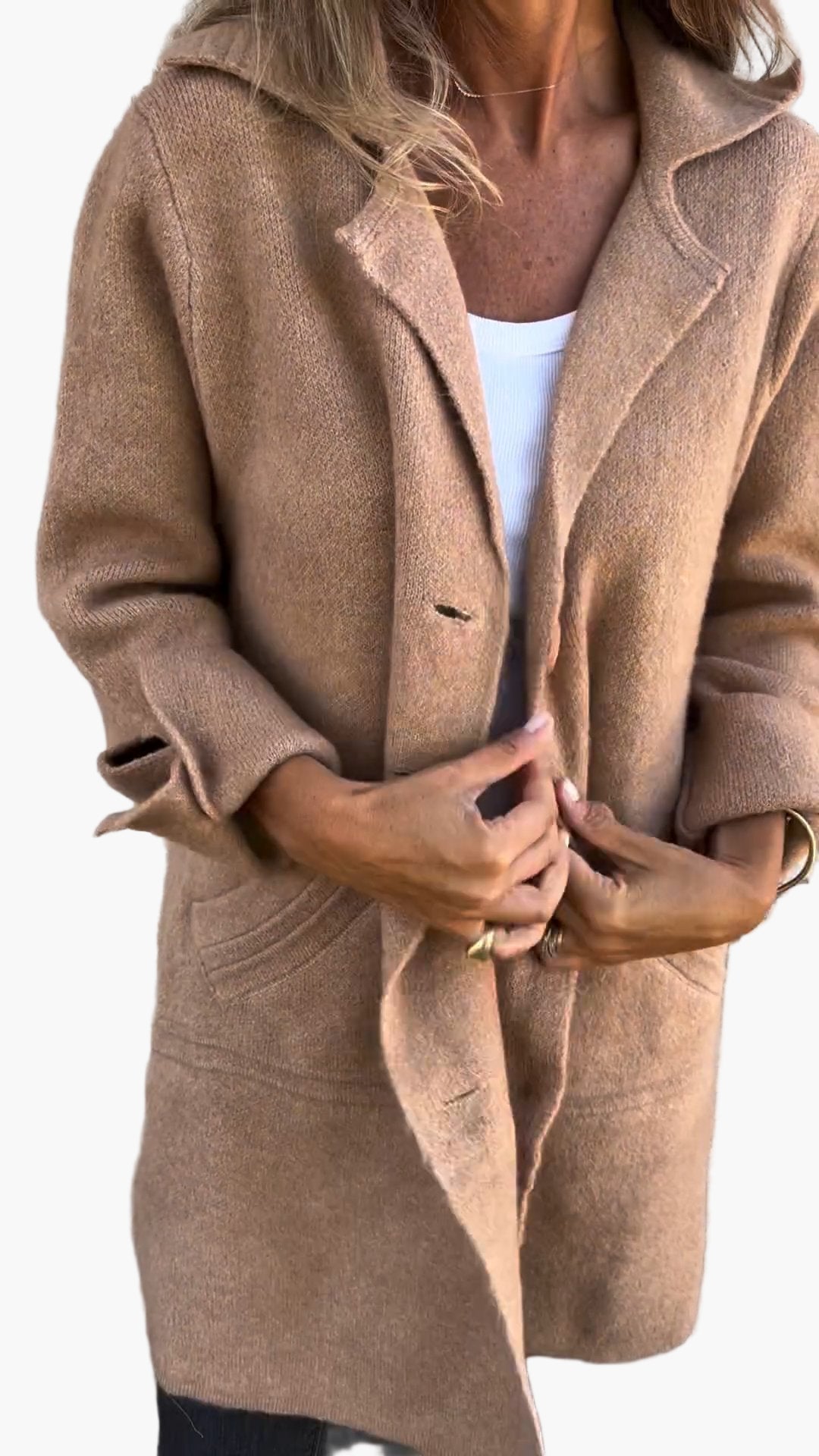 Damen Mantel Relaxed Fit Button-Front