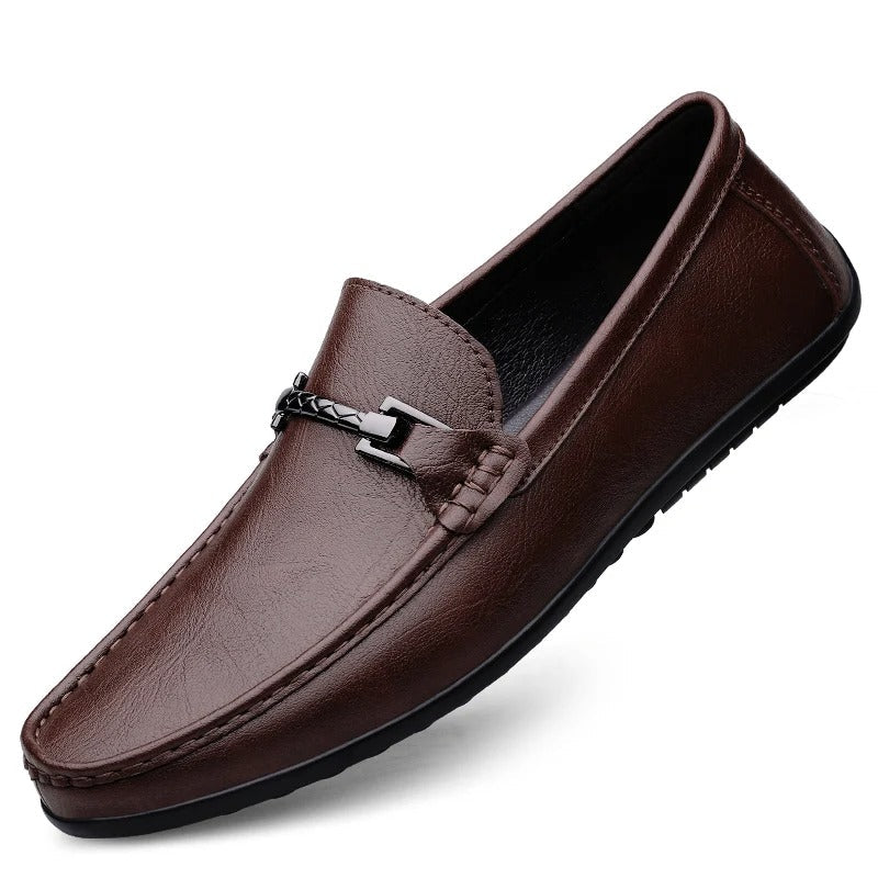 Eveloria Damen Mokassins Leder Braun