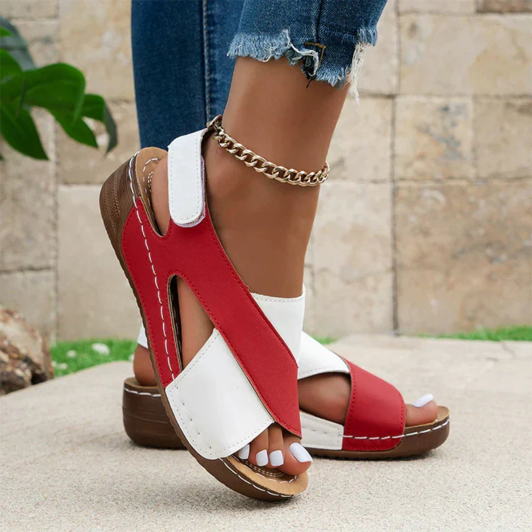 Damen Orthopädische Sandalen Kreuzriemen Leder