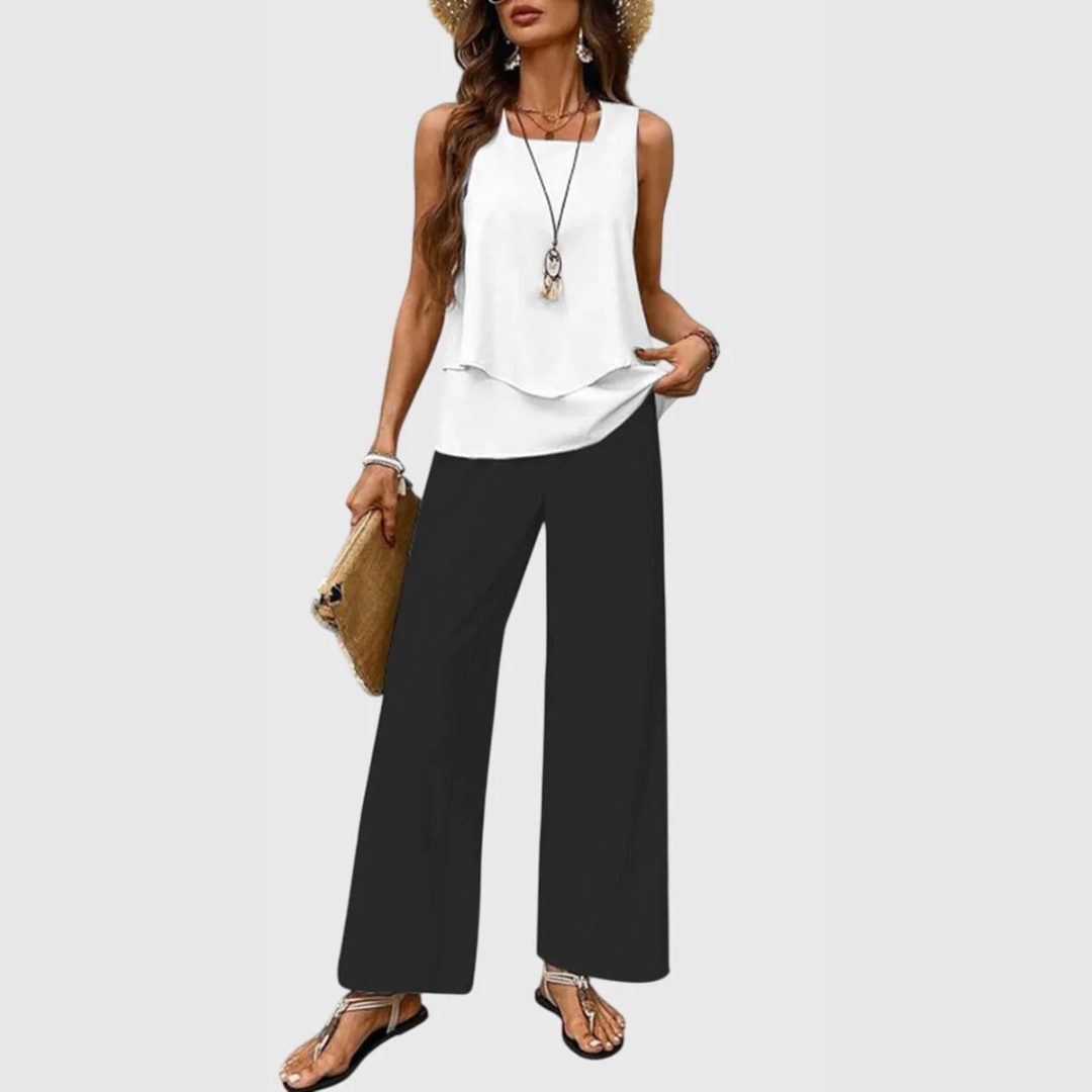 Damen Zweiteiler Set Weite Bein Hose