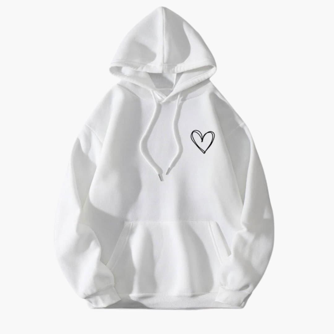 Damen Hoodie Kapuzenpullover Herz-Motiv