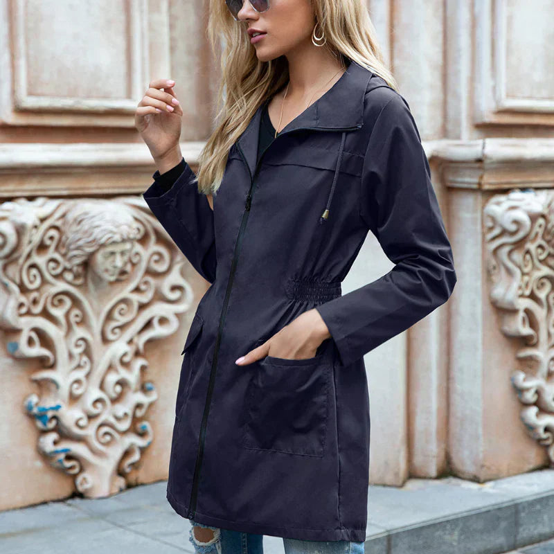Damen Trenchcoat Leichtgewicht Wasserabweisend Langärmlig