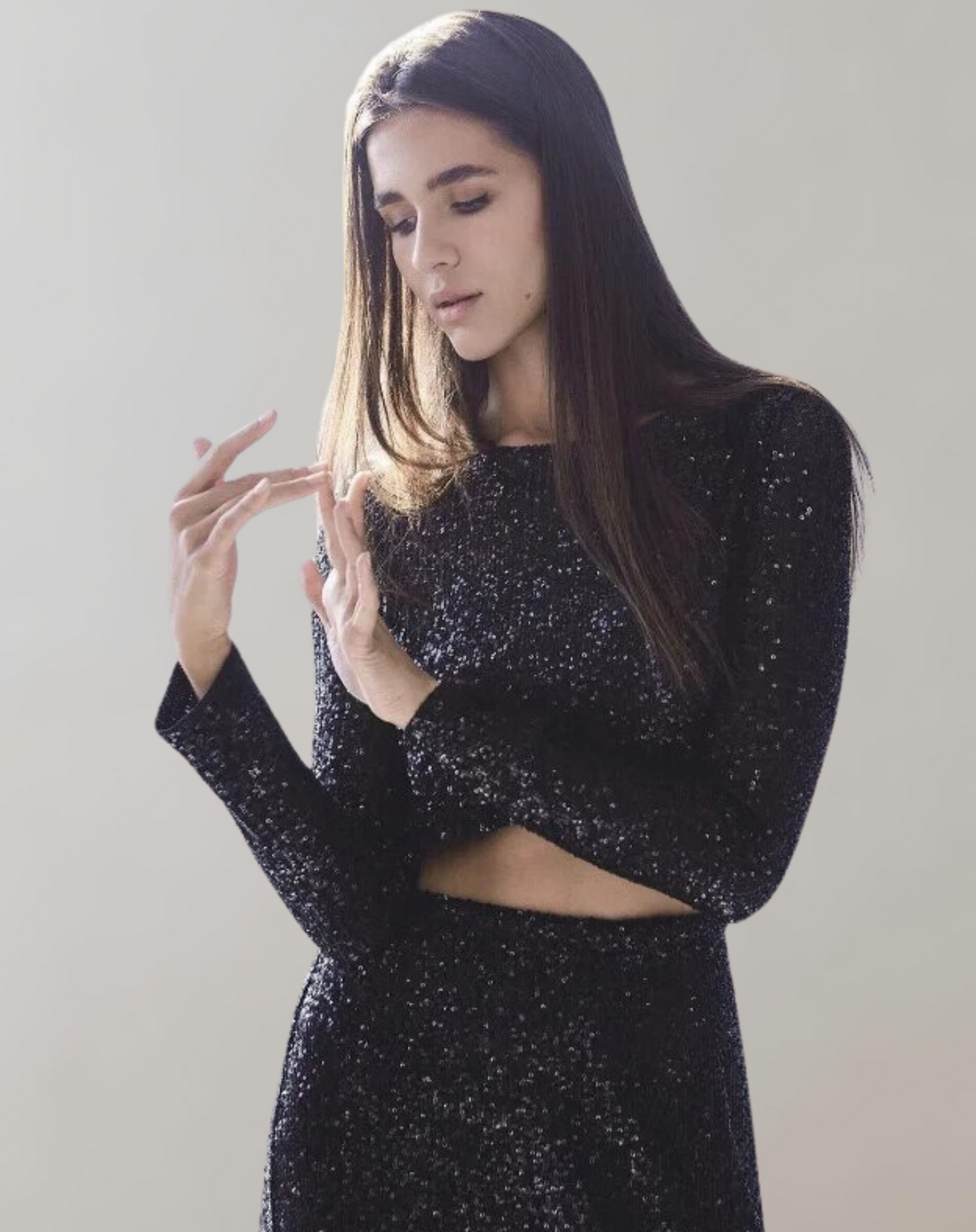 Eveloria Damen Pailletten Crop