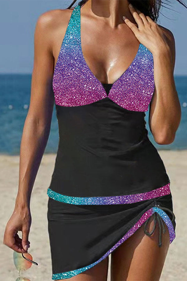 Eveloria Damen Leopard Tankini Set mit Drawstring