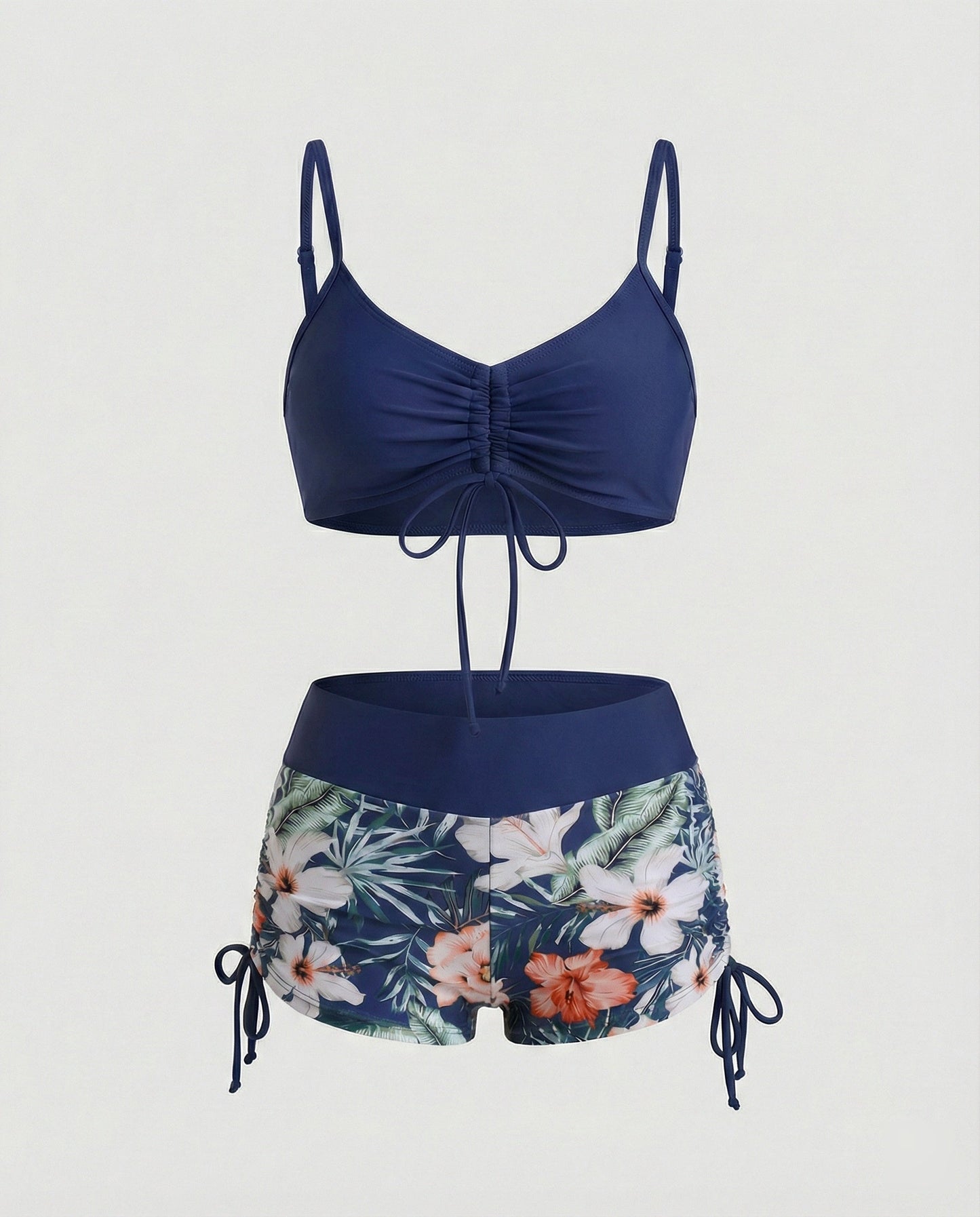 Eveloria Damen Bikini-Set Hohes Modell Grün Blumenmuster