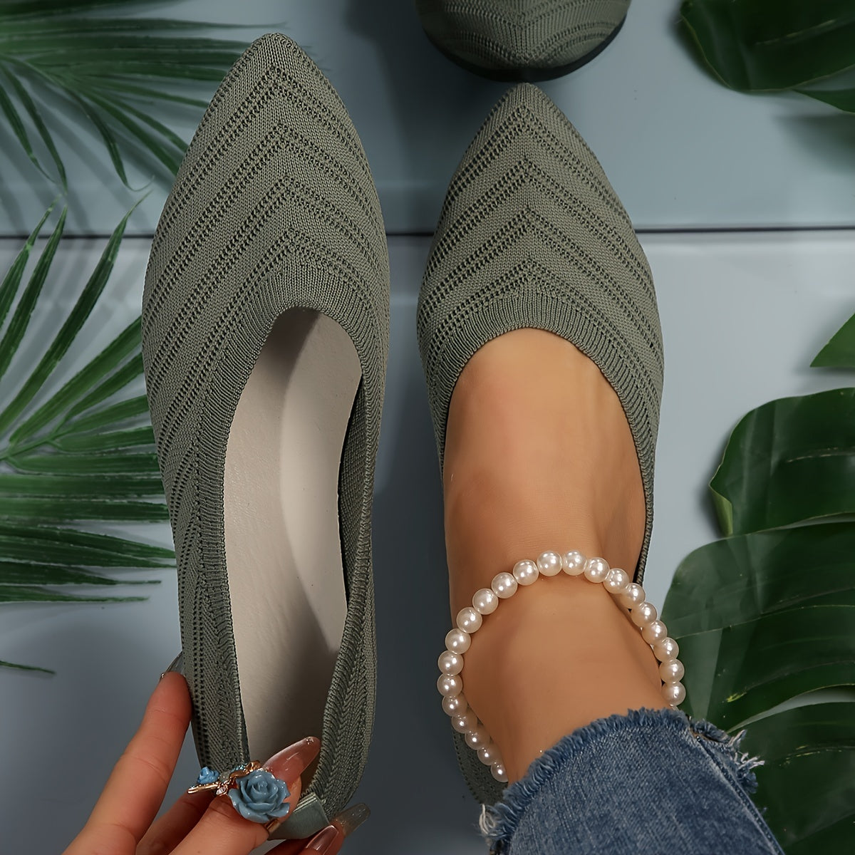 Damen Flache Schuhe Bequem Leder