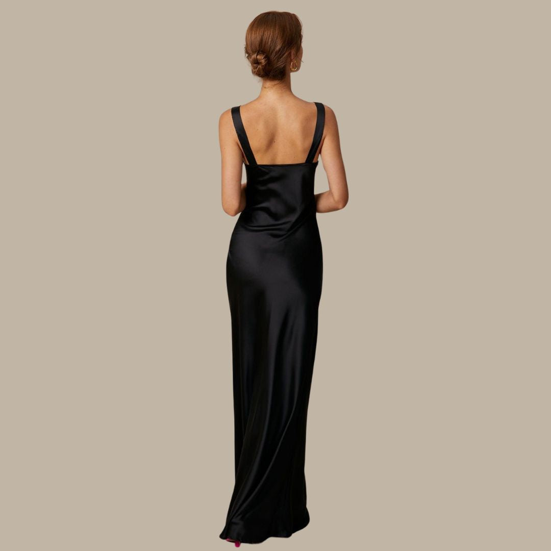 Eveloria Damen Maxikleid Satin Drapiert