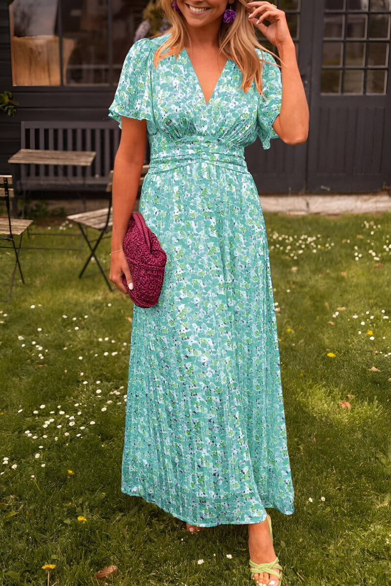 Damen Maxi-Kleid Blumenmuster Sommer Leicht