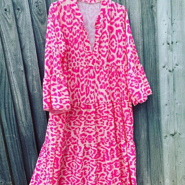 Eveloria Damen Sommerkleid Leopardenmuster