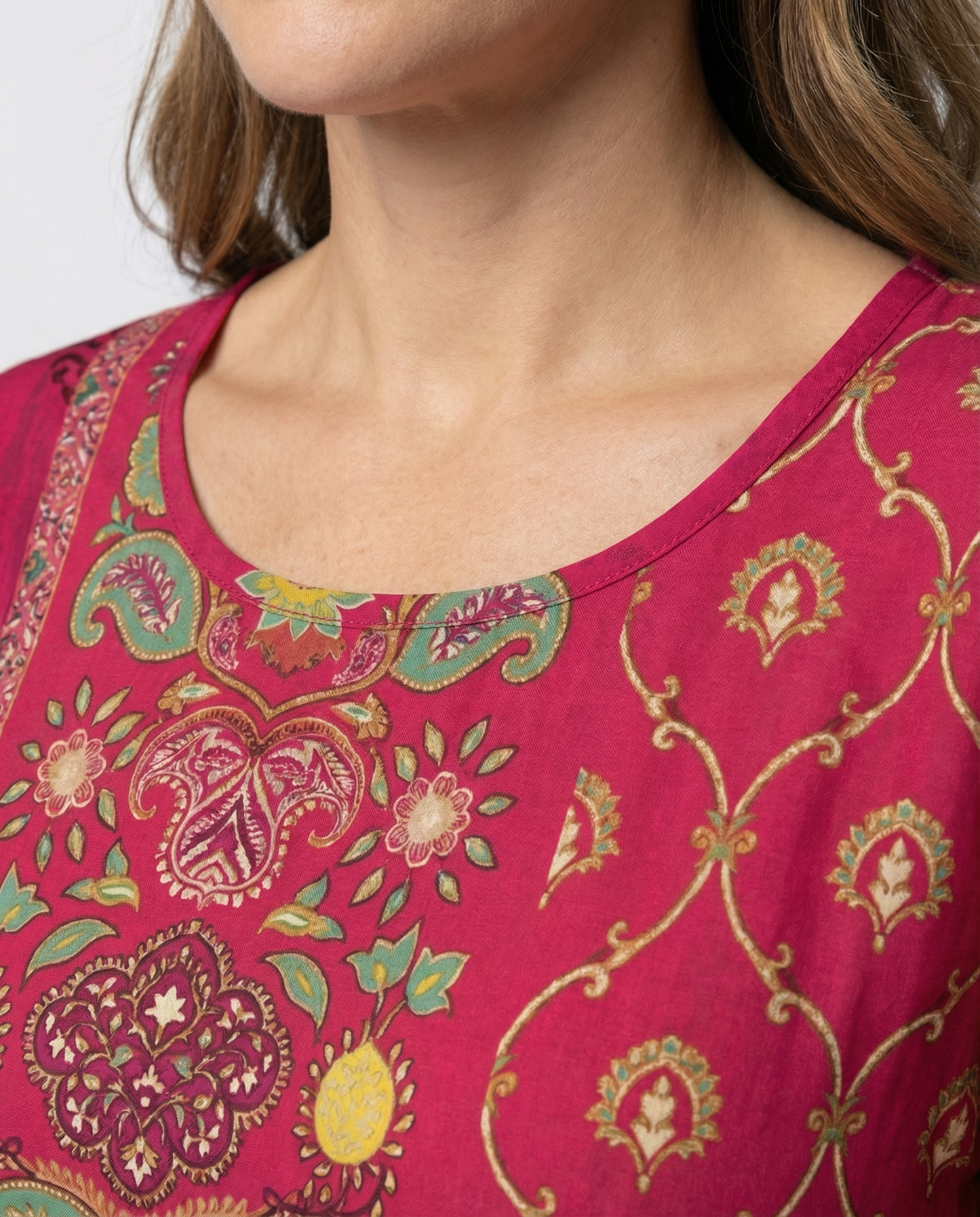 Damen Kaftan-Kleid Fließender Stoff Beinschlitz Boho-Stil