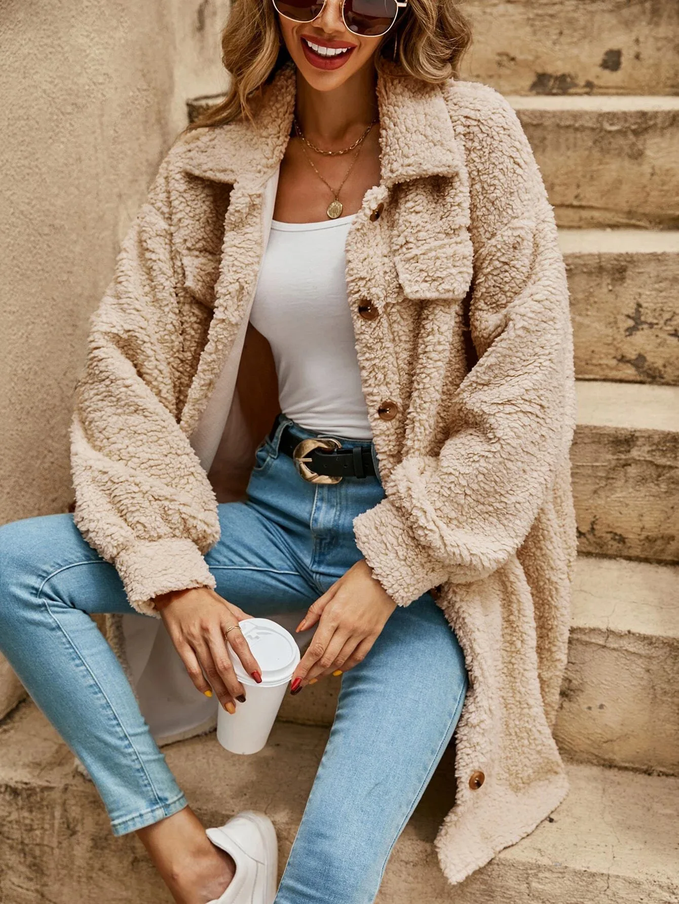 Damen Fleecejacke Bequem Elegant Grau