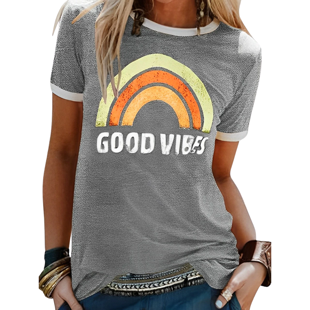 Eveloria Damen Hemd Good Vibes Baumwolle Weiß