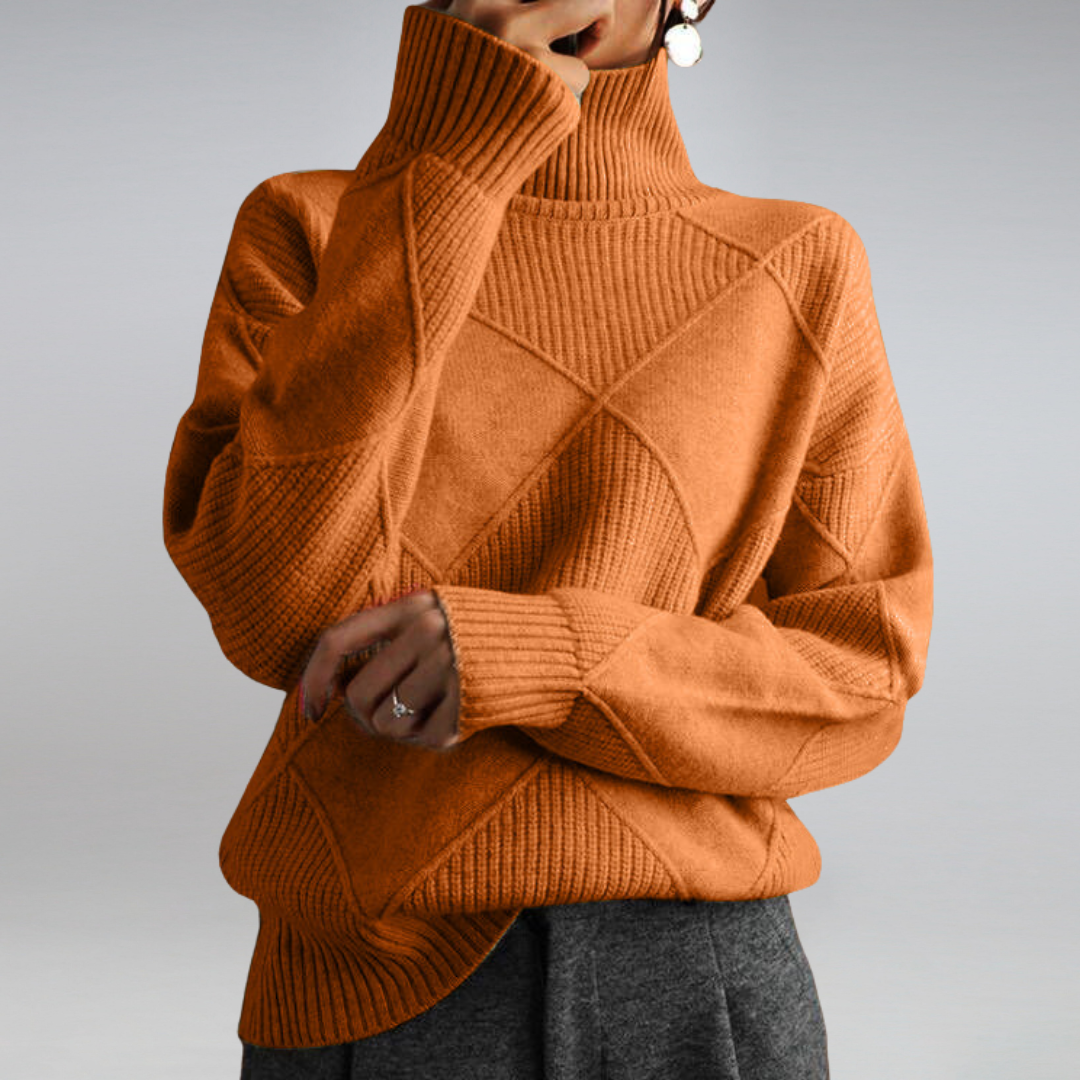 Damen Oversize Rollkragenpullover Lang