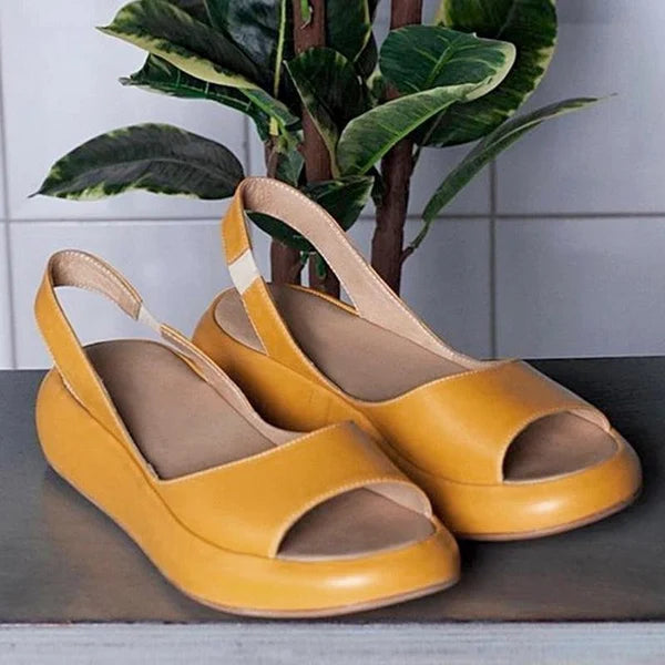 Damen Bequeme Sandalen aus Leder schlicht