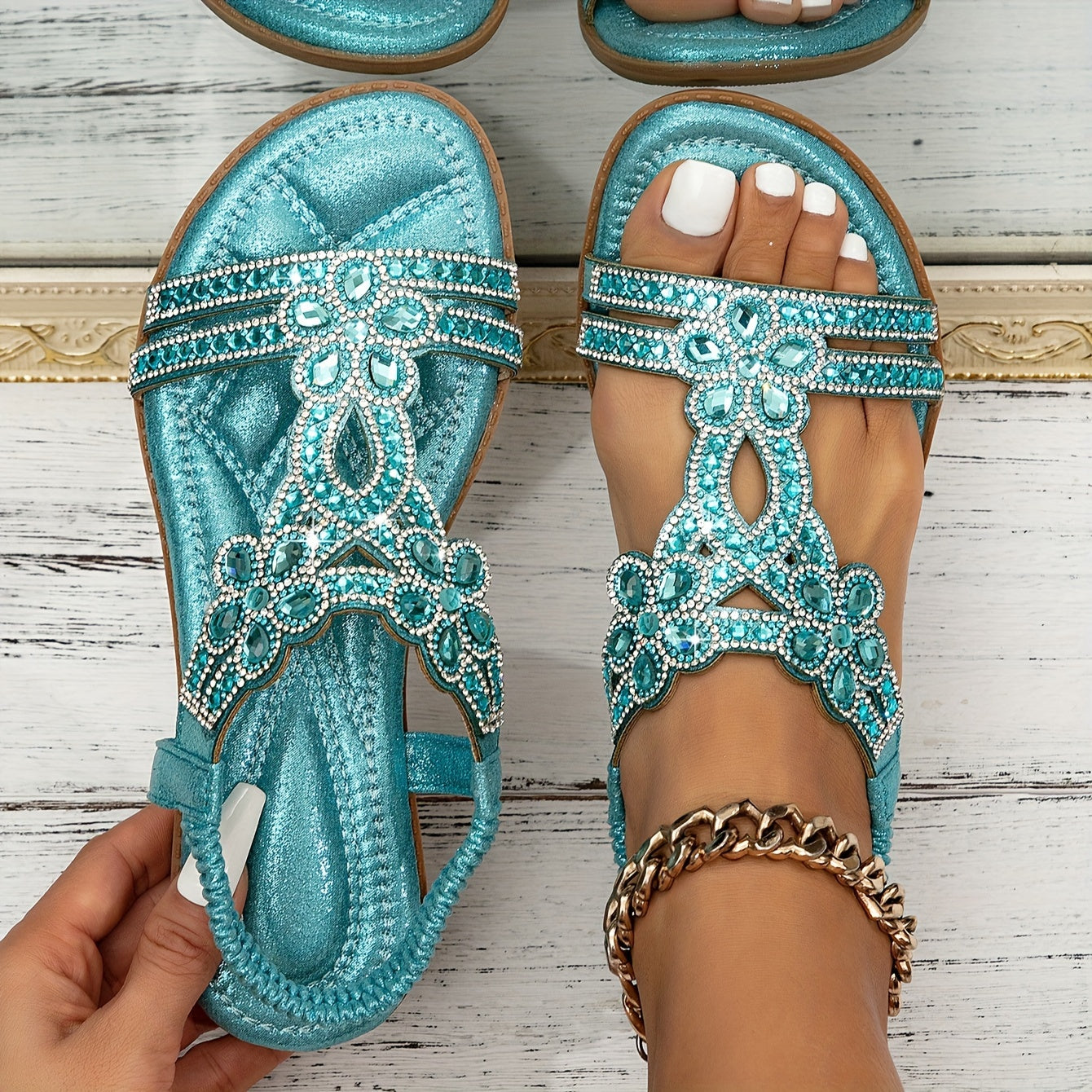 Eveloria Damen Orthopädische Sandalen Boho-Stil Leder Braun