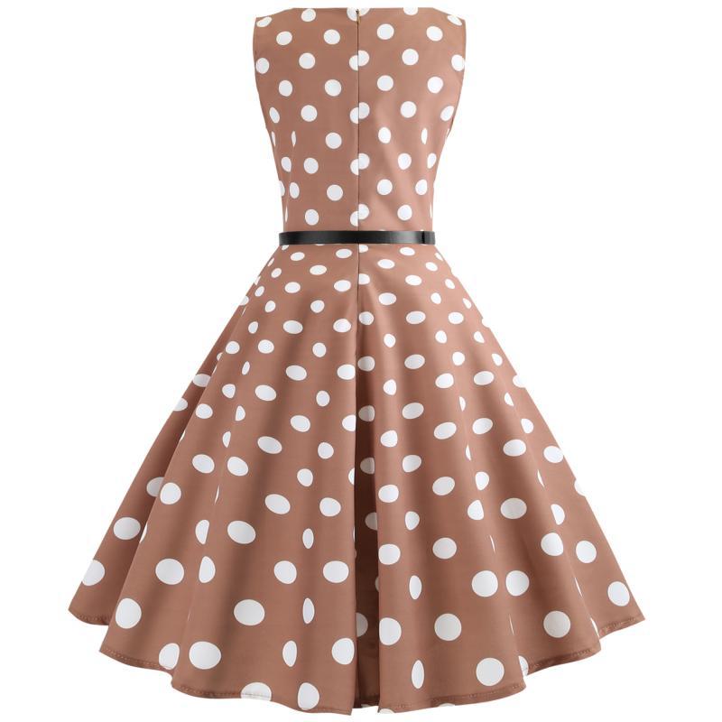 Damen Retro Swingkleid Klassisches Punktenmuster Weiter Rock