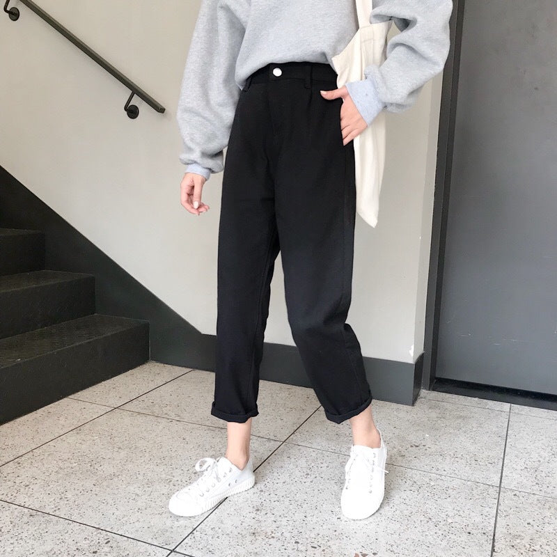 Damen Relaxed Fit Hose Umschlag-Saum Bequem Eveloria