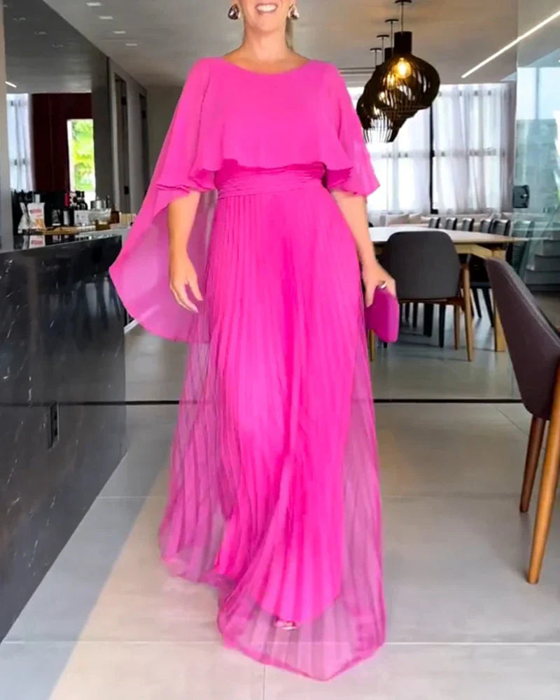 Damen Bodenlanges Abendkleid mit Cape-Ärmeln