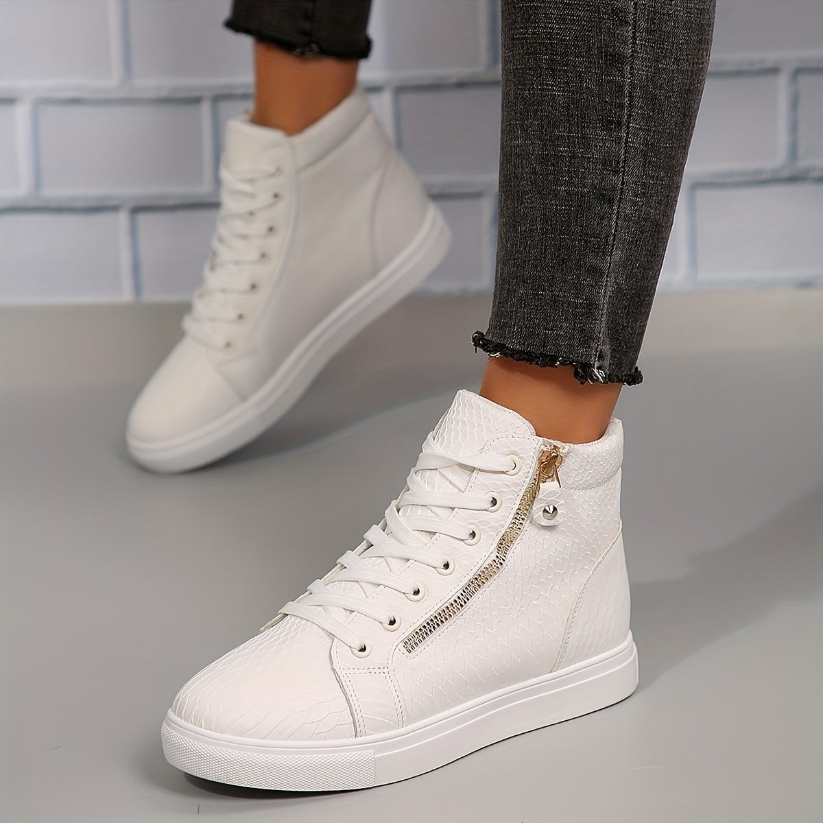 Eveloria Damen Sneakers Lässig Reißverschluss