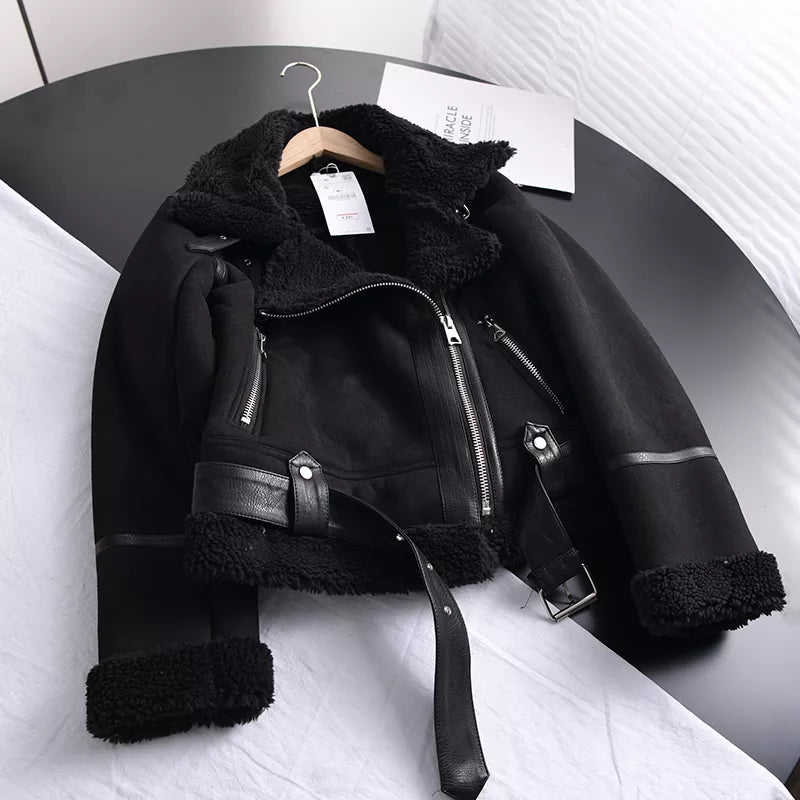 Damen Winterjacke Elegantes Wildleder