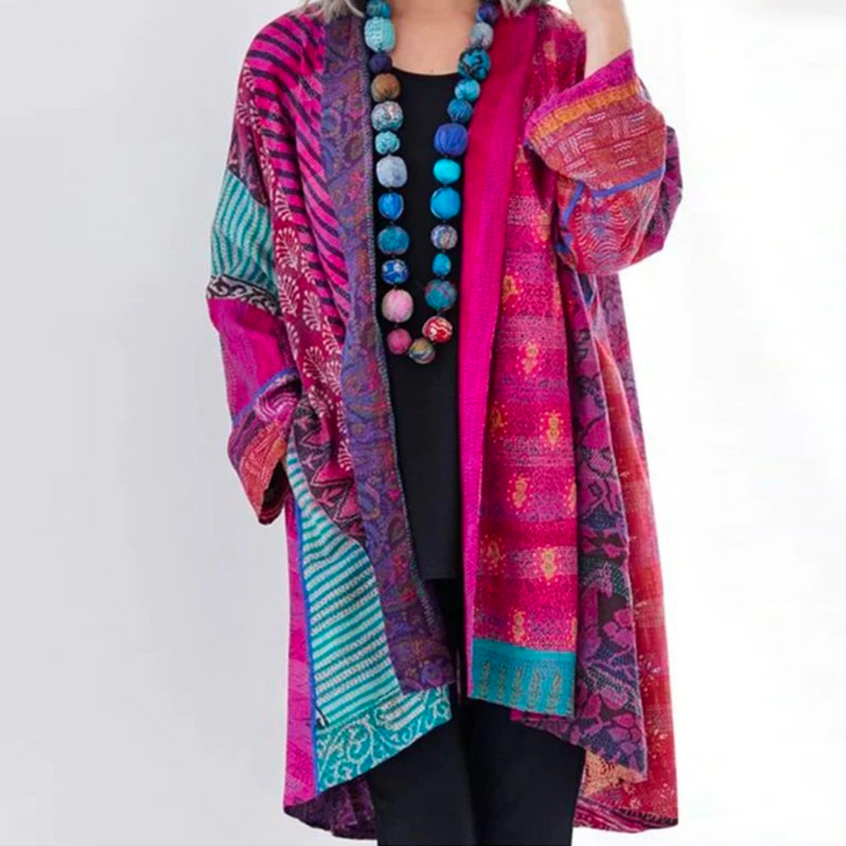 Damen Strickjacke Boho-Stil Duster-Länge Locker Geschnitten
