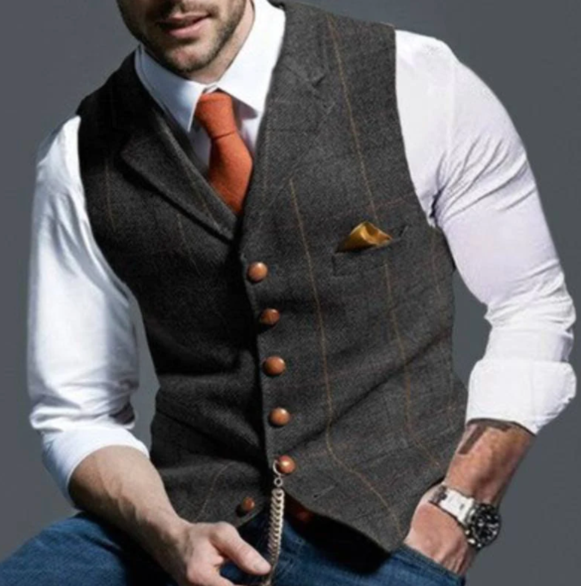 Herren Karomuster Weste Business Baumwolle