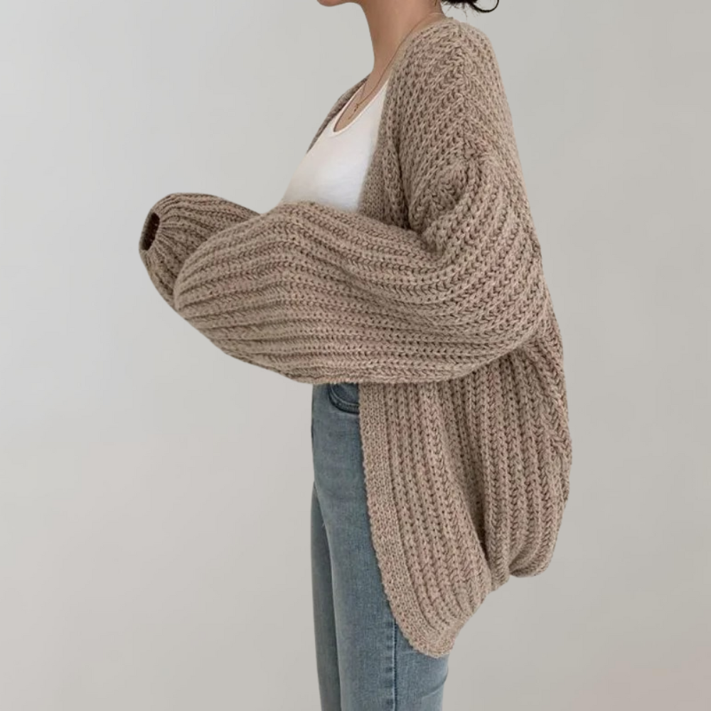 Damen Strickjacke Langarm Übergroß Lässig