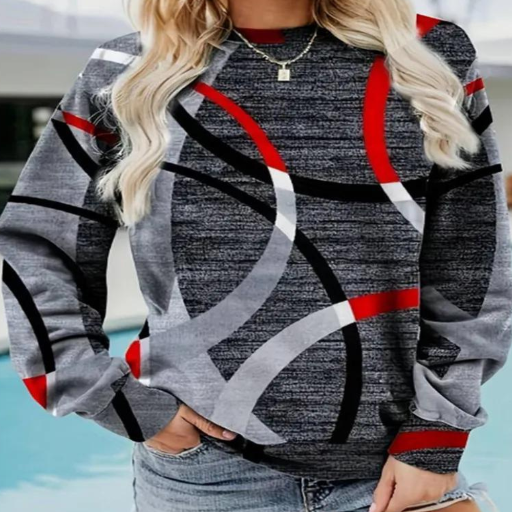 Eveloria Damen Sweatshirt Chevron Muster Weich Bequem