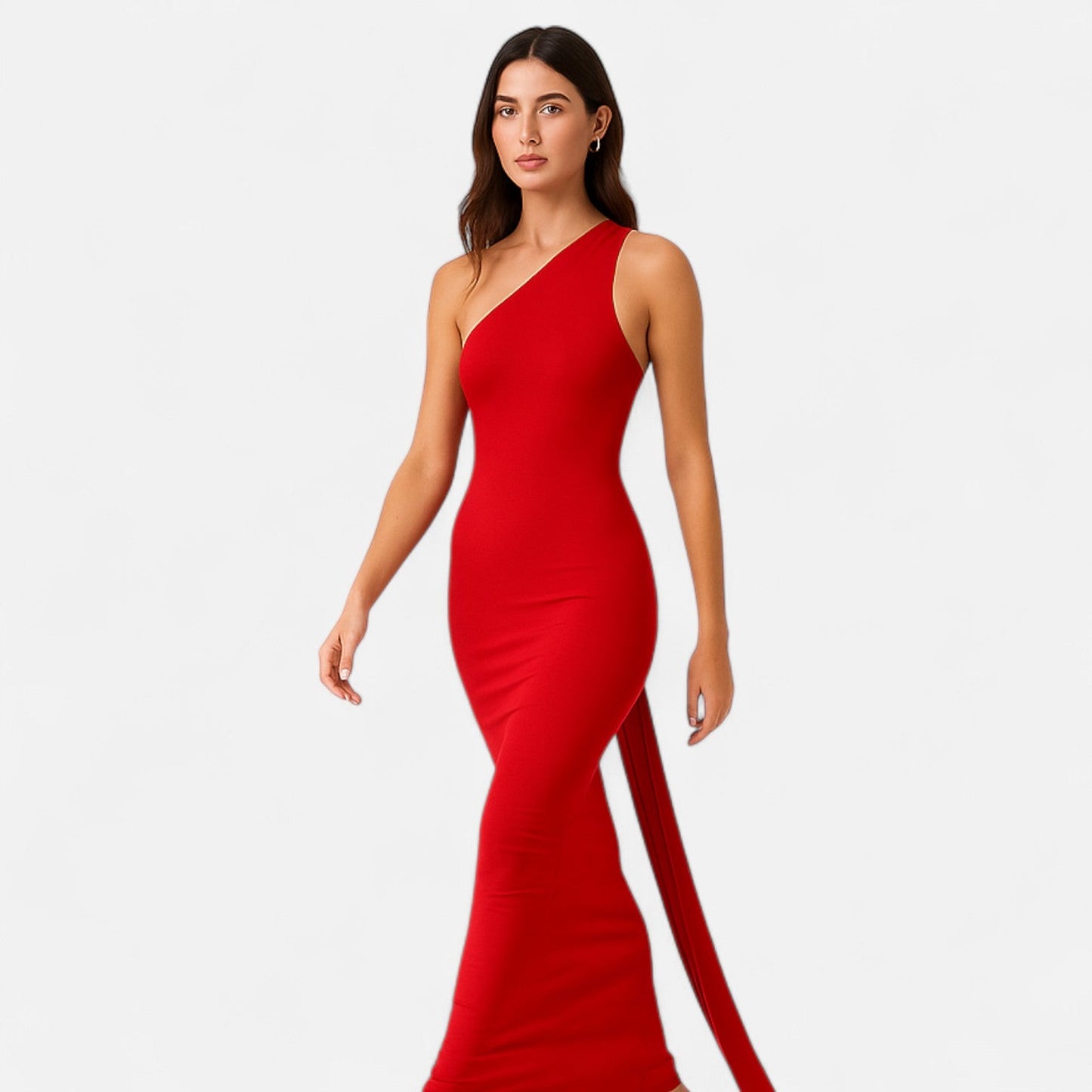 Damen Maxikleid Ein-Schulter-Neckholder