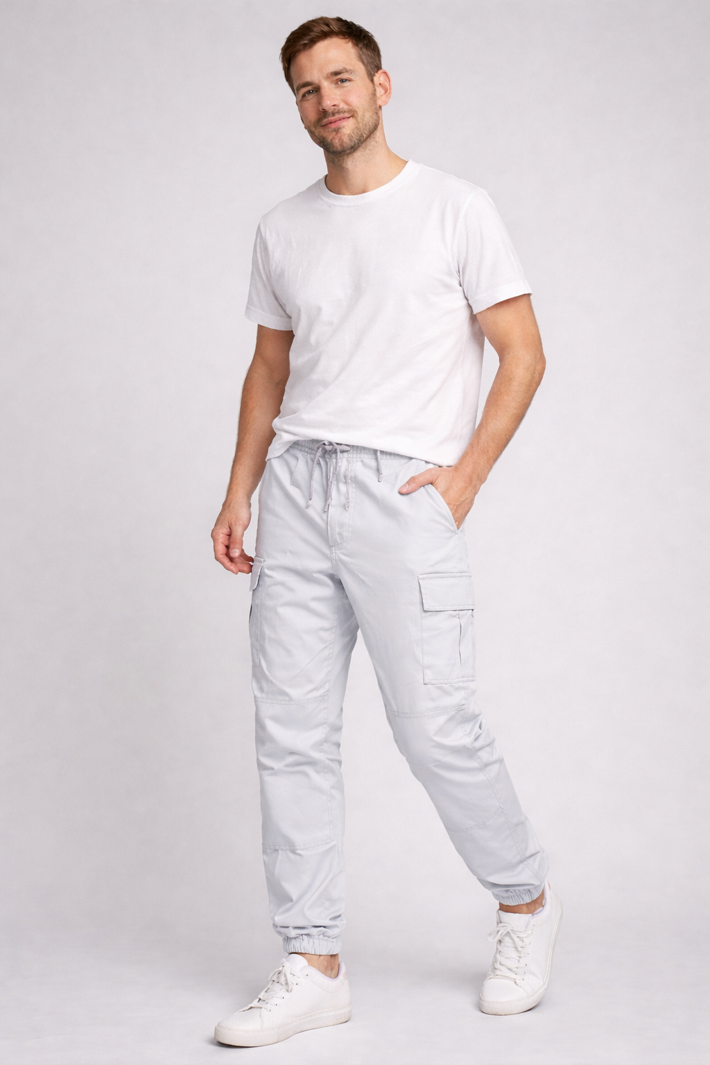 Herren Cargo-Hose Sommer atmungsaktives Material Mehrere Taschen Beige