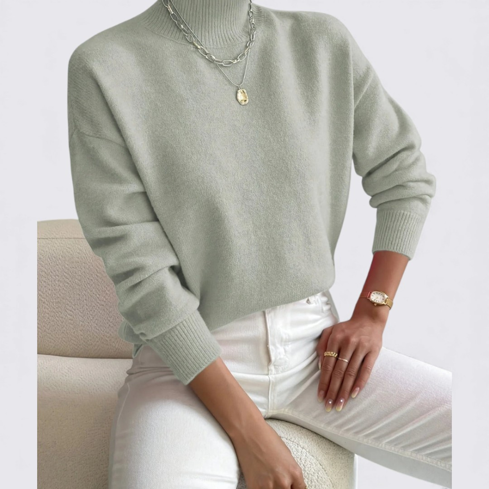 Damen Pullover Stehkragen Klassisch Komfortabel